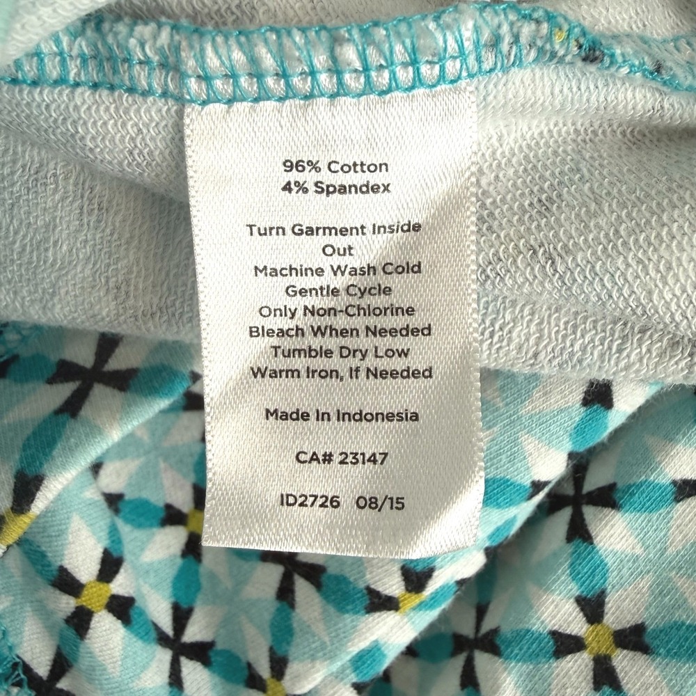 Talbots Pullover‎ Women Size M Teal Geometric Starburst 1/4 Zip French Terry - Picture 5 of 8